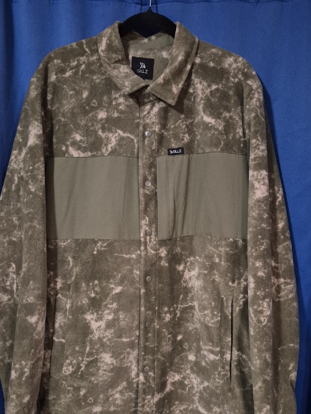 GILLZ Olive Marbled Lightweight Shirt Jacket